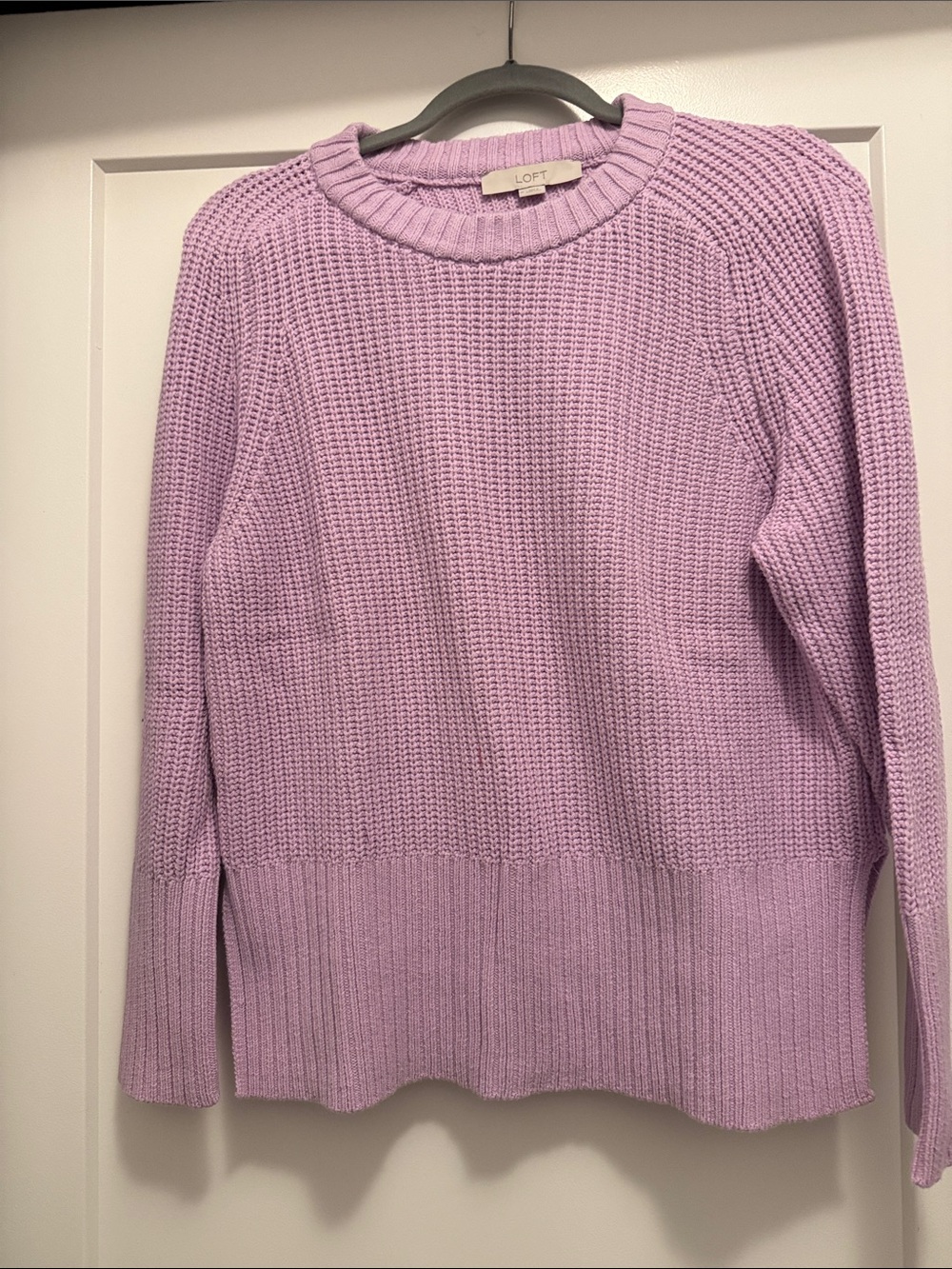 LOFT Lilac Crewneck Waffle Knit Sweater